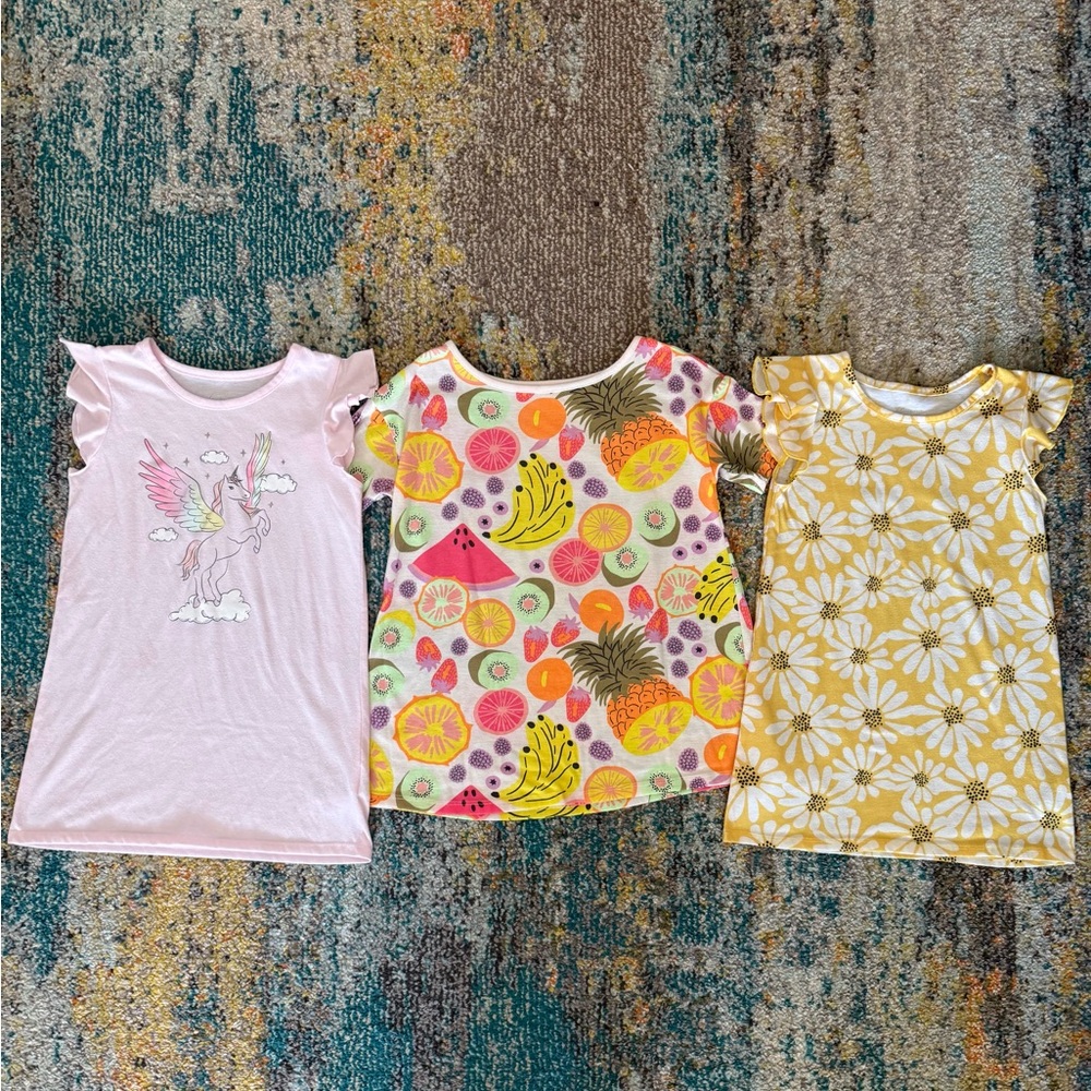 Set of Three Girls' Nightgowns with Fun Prints